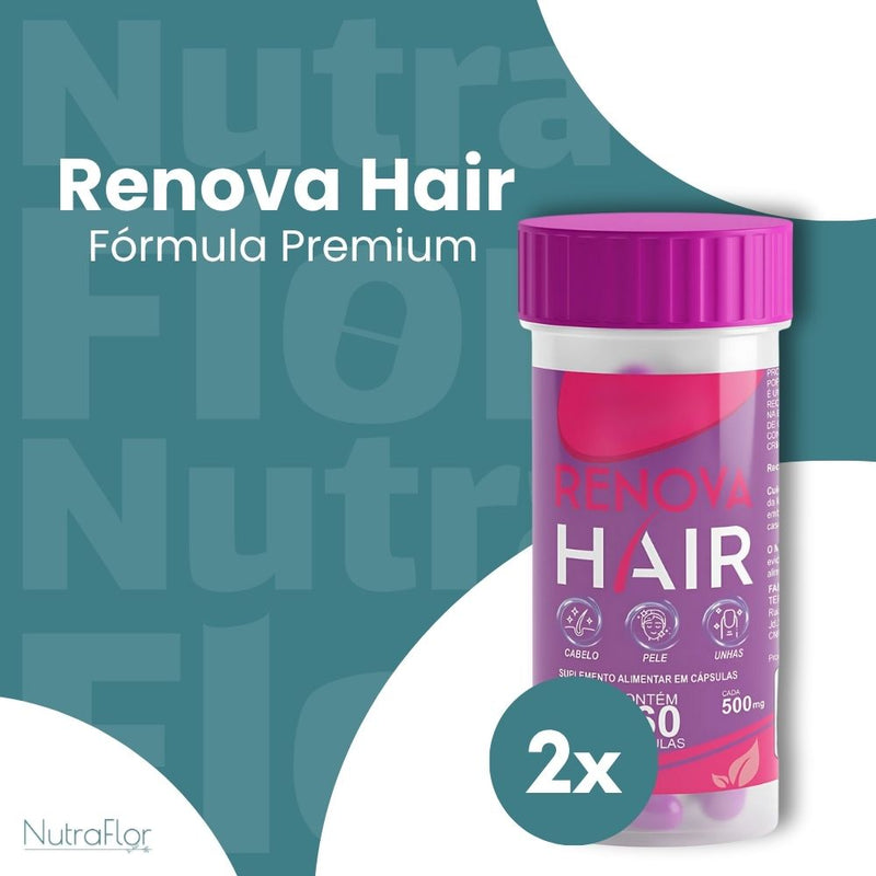 Renova Hair Original 60cp - Suplemento Natural - Promoção Exclusiva + Frete Grátis