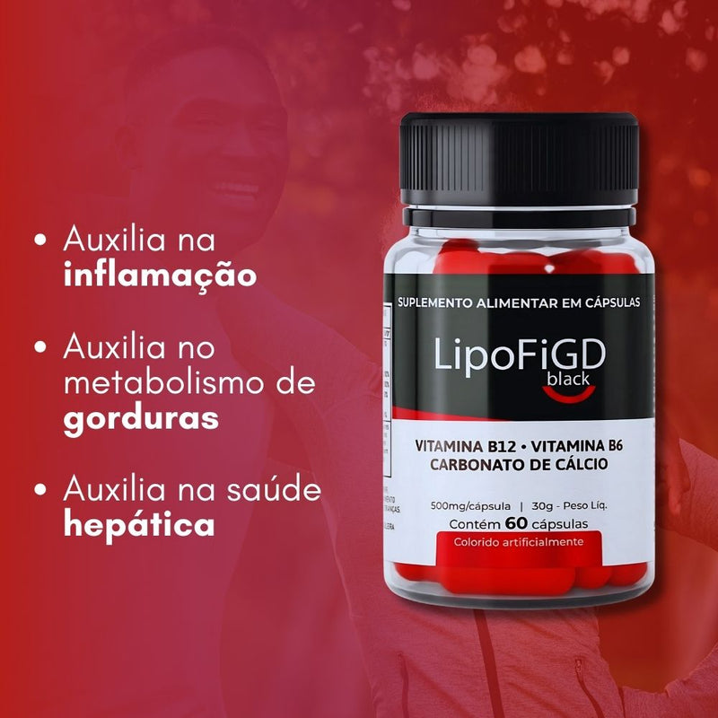 LipoFiGD Black Original 60cp - Suplemento Natural - Promoção Exclusiva + Frete Grátis