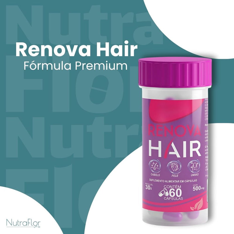Renova Hair Original 60cp - Suplemento Natural - Promoção Exclusiva + Frete Grátis